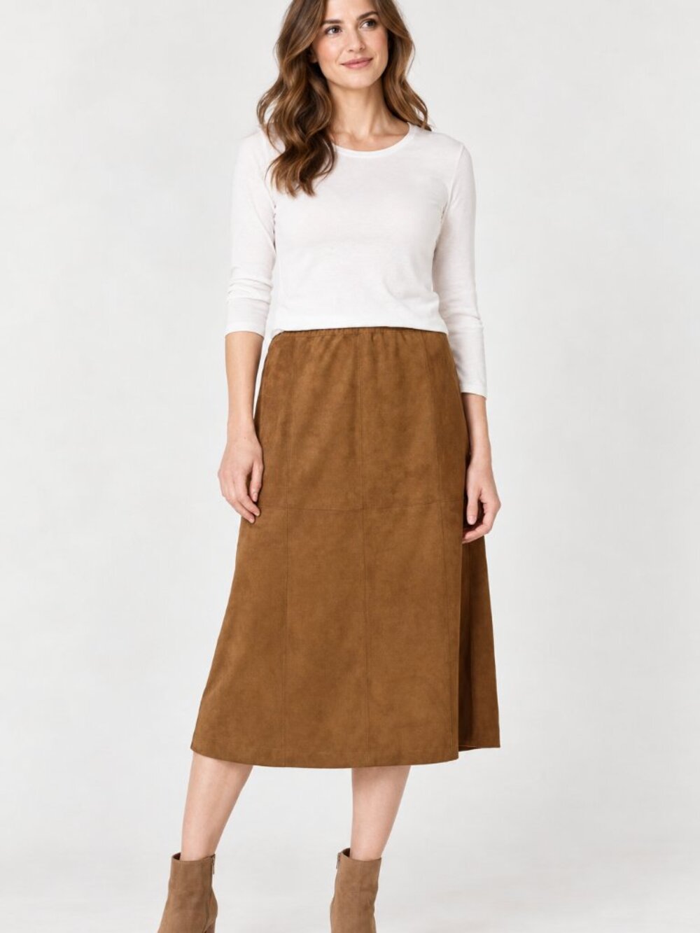 J. Jill Faux Suede Boho Western Minimalist A-Line Skirt S